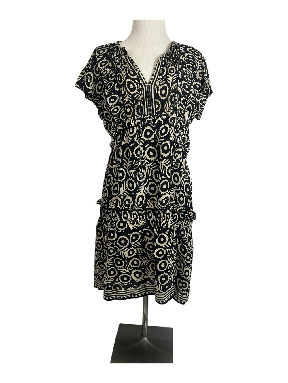 Sea New York Black and Tan Floral Abstract Print Dress